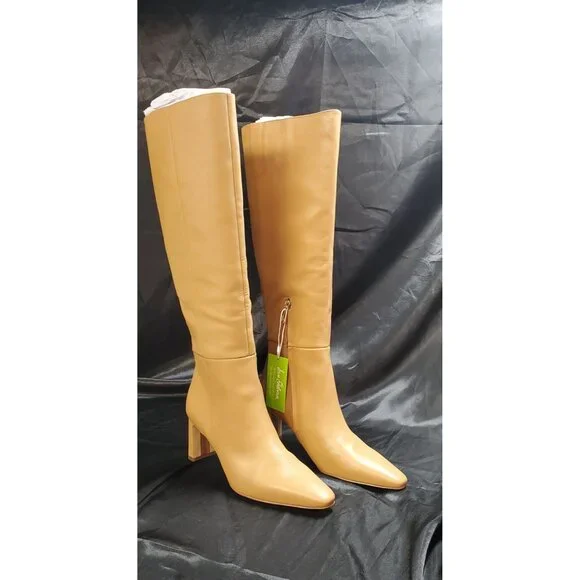 Sam Edelman Sylvia Snip-Toe Knee-High Leather Dress Boots (Luxe Tan) Size 6.5Med - Picture 1 of 9